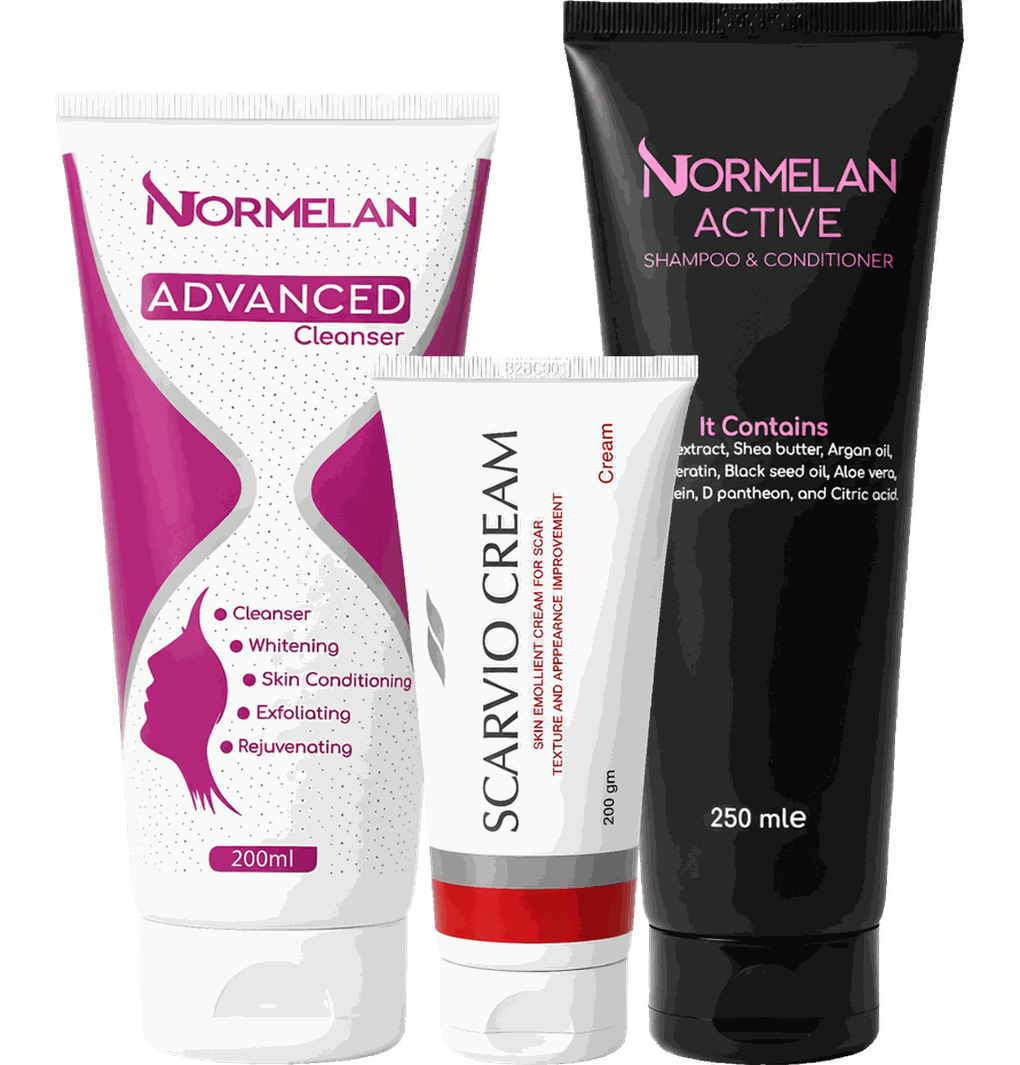 Normelan Full Care Set — cleanser, cream and lotion bottles